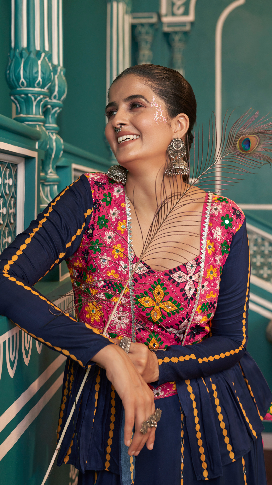 Multi Color Jacket Style Navratri Special Ghagra Choli