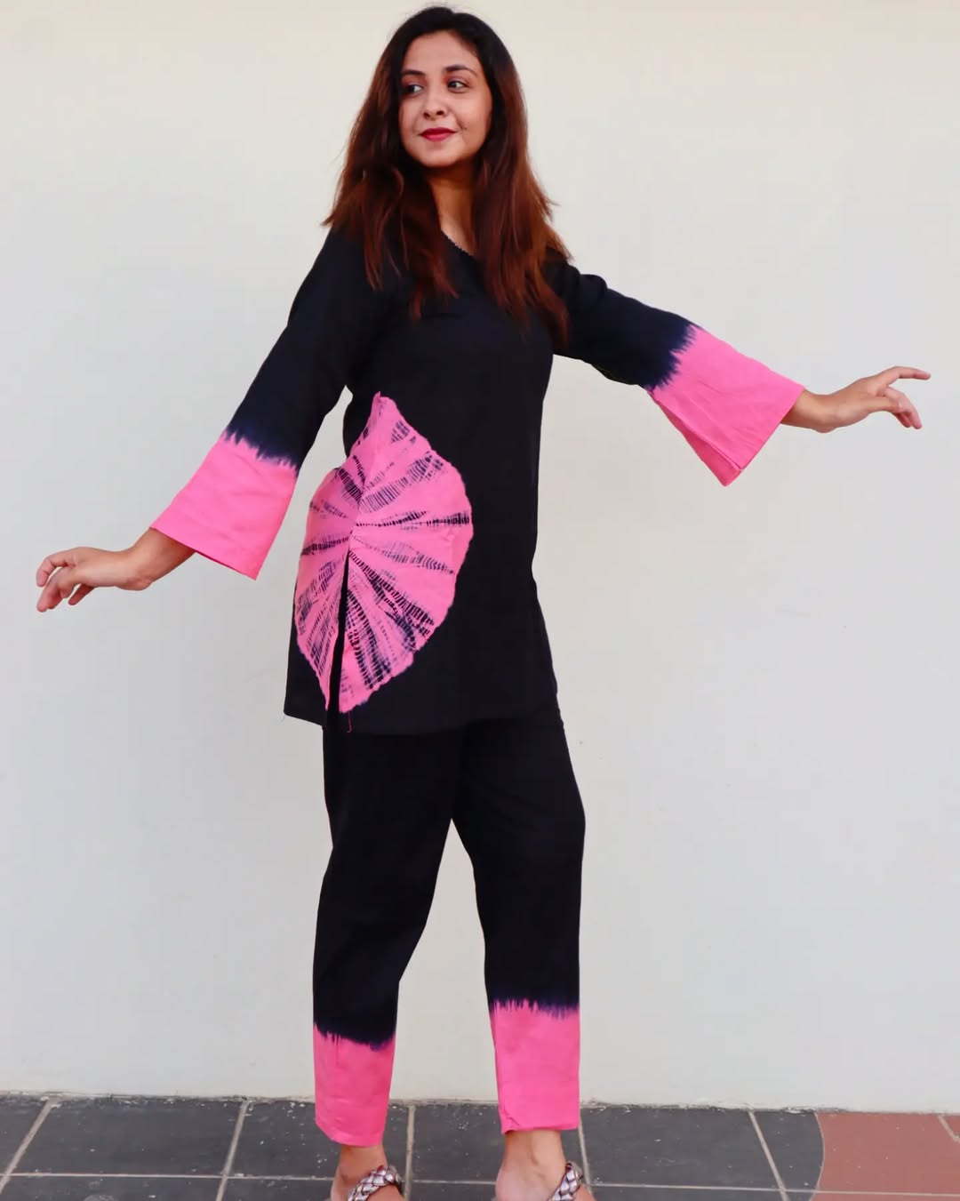 SHIBORI BLACK AND PINK CO-ORD SET