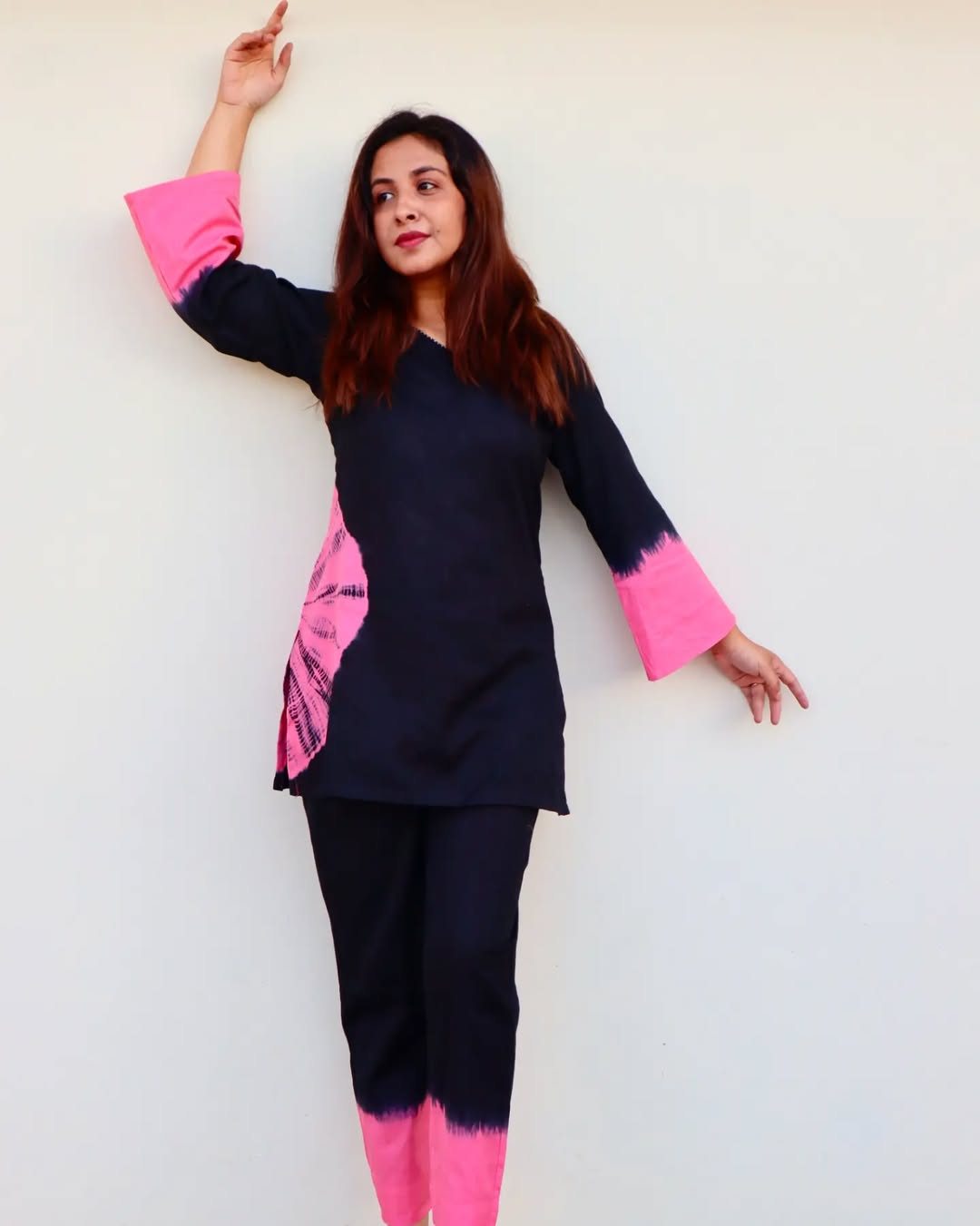 SHIBORI BLACK AND PINK CO-ORD SET