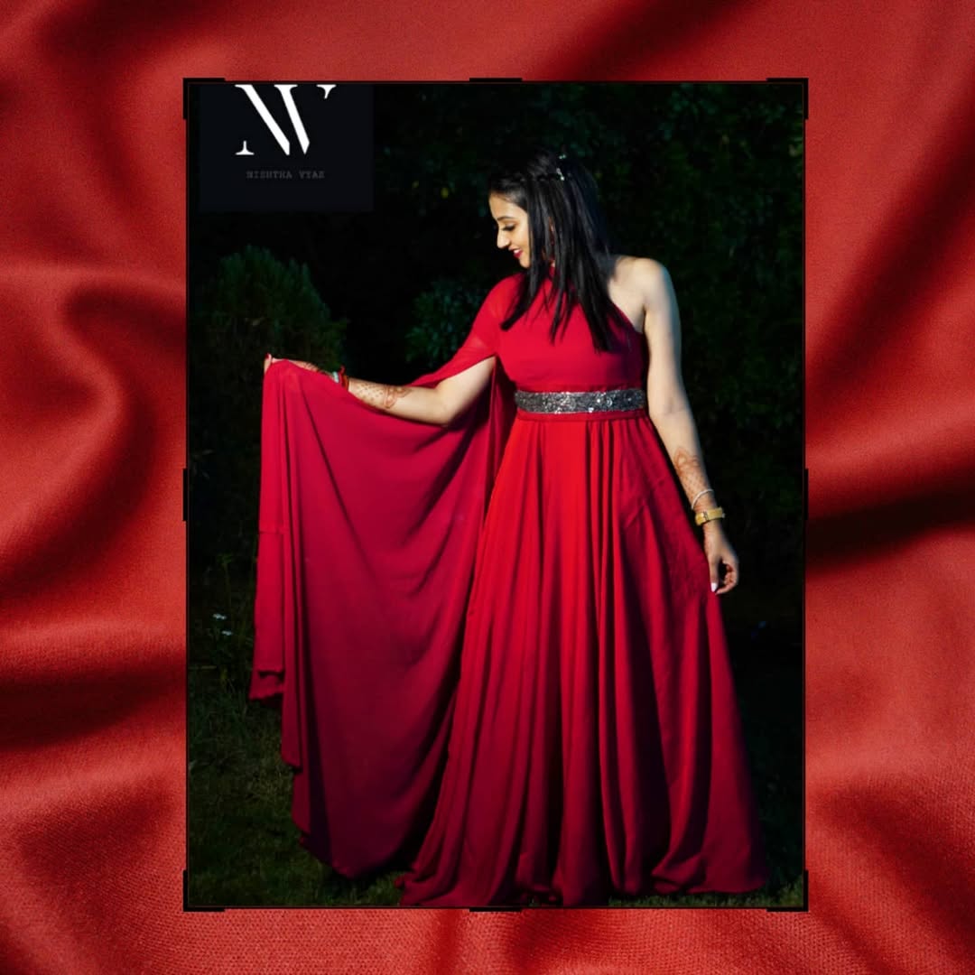 Red one shoulder dress