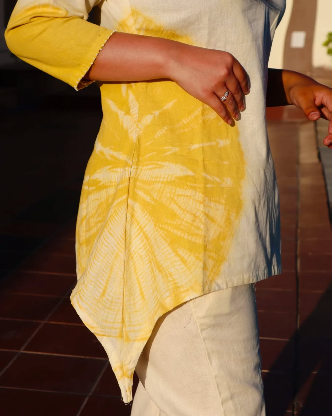 SHIBORI WHITE AND YELLOW CO-ORD SET