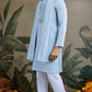Sky Blue Designer Men's Kurta with Real Mirror Work
