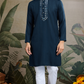Teal Blue Viscose Rayon Kurta with Mirror Work