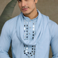 Sky Blue Designer Men's Kurta with Real Mirror Work