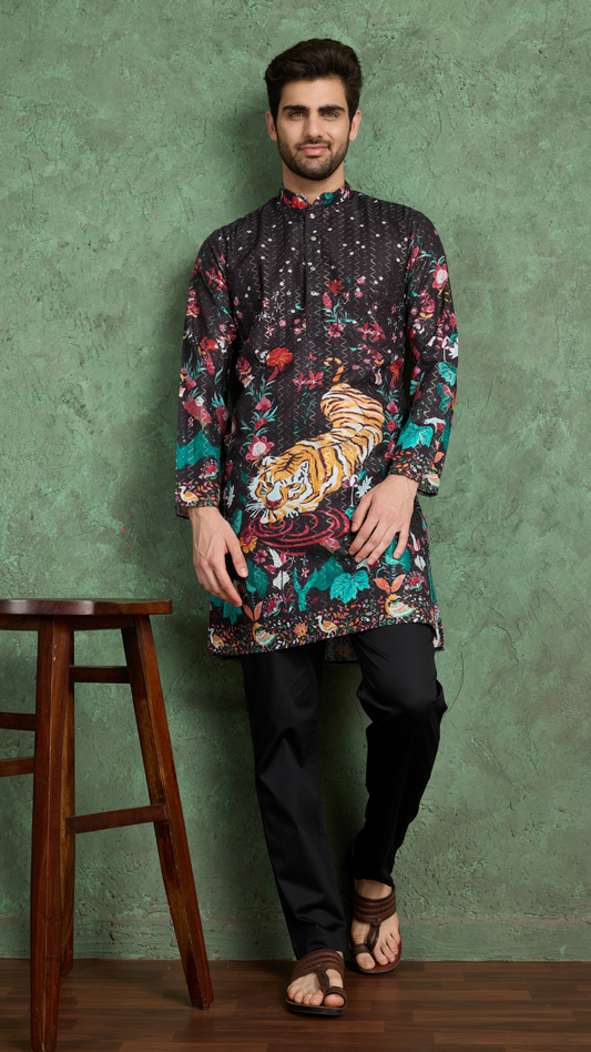 Classy Black Comfortable Kurta Clothes for Men