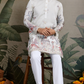 Designer White Silk printed kurta for men