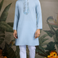 Sky Blue Designer Men's Kurta with Real Mirror Work