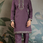 Rust Purple Open Koti Style Kurta Pajama Set for Men