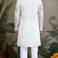 Designer White Silk printed kurta for men