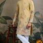 Yellow Viscose Silk Mens kurta for haldi ceremony