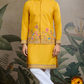 Designer Yellow Cotton Kurta with Koti Jacket Online