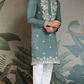 Pastel Pista Viscose Silk Embroidered Kurta for Men