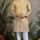Yellow Viscose Silk Mens kurta for haldi ceremony