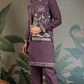 Rust Purple Open Koti Style Kurta Pajama Set for Men