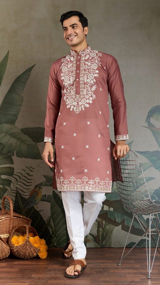Cultural Wear Pastel Chocolate Kurta for Men