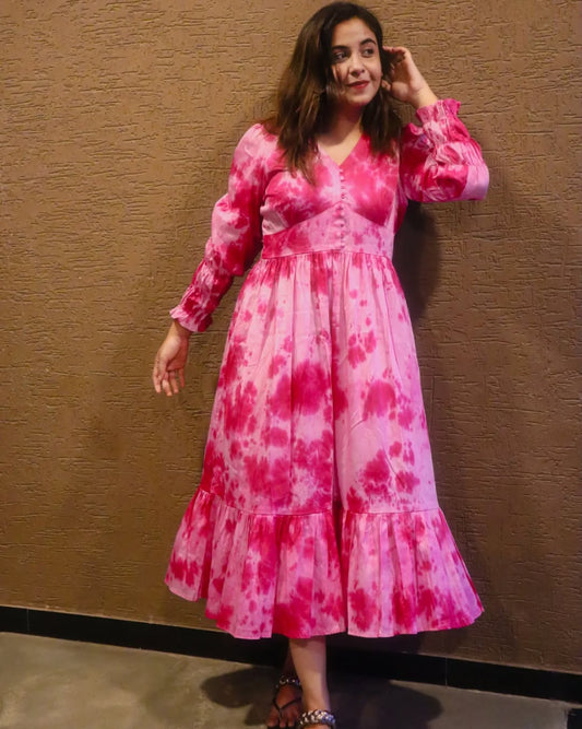 MARBLE PRINT PINK DRESS
