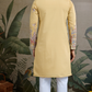 Yellow Viscose Silk Mens kurta for haldi ceremony