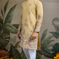 Yellow Viscose Silk Mens kurta for haldi ceremony