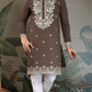 Wedding Functions Chocolate Gray Embroidered Kurta