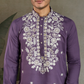 Pastel Purple Embroidered Viscose Silk Kurta Set