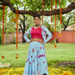 Sky Maslin Cotton Digital Printed With Tessals Pasting Work Navratri Lehenga