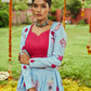 Sky Maslin Cotton Digital Printed With Tessals Pasting Work Navratri Lehenga