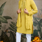 Stylish Look Perfect Haldi Yellow Color Men's Kurta with Dupatta