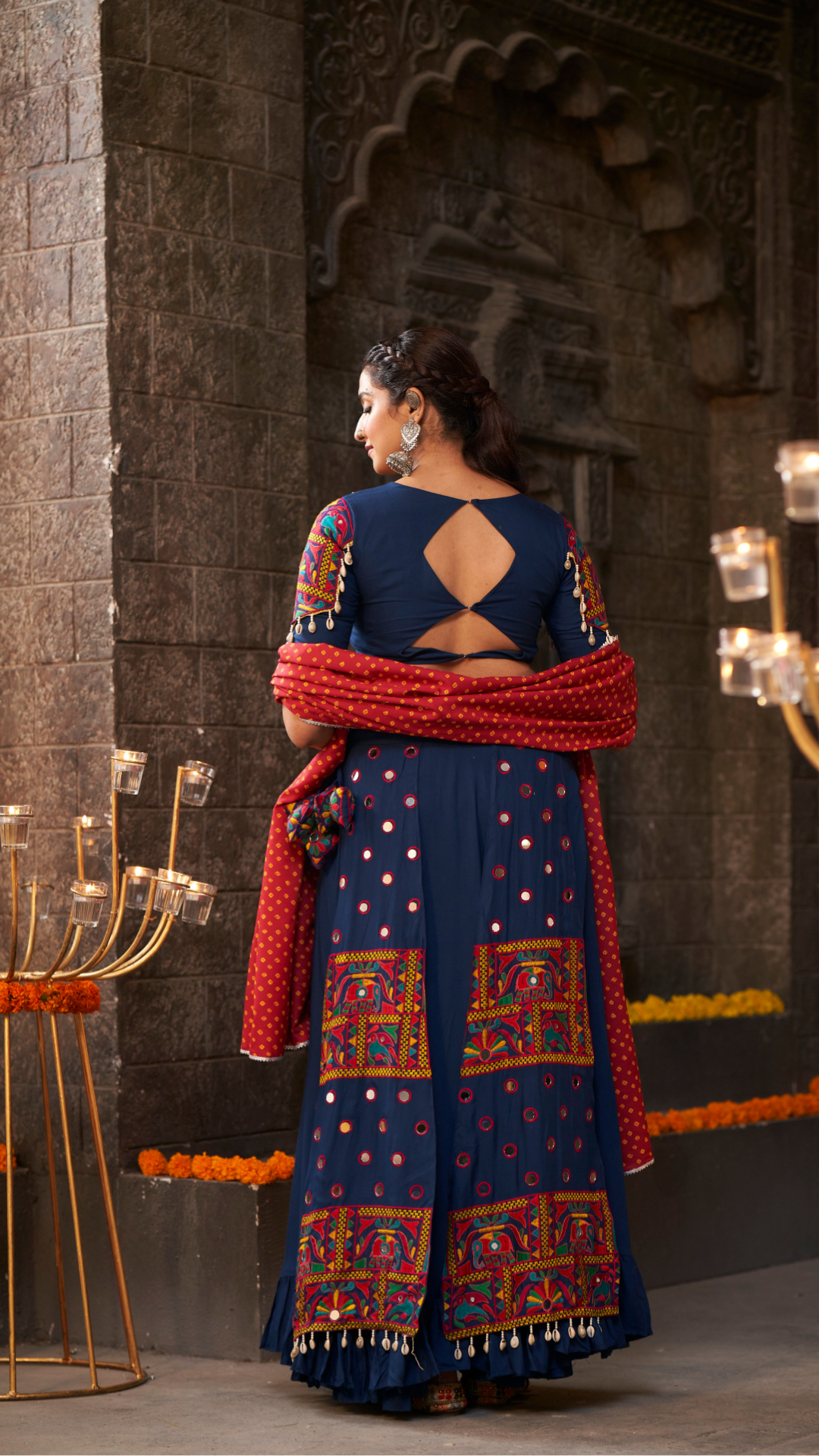 Blue Thread Embroidered Chaniya Choli of Navratri