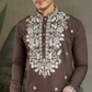 Wedding Functions Chocolate Gray Embroidered Kurta