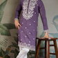 Pastel Purple Embroidered Viscose Silk Kurta Set
