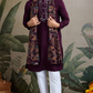 Purple Viscose Rayon Kurta with Jari & Mirror Work