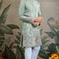 Premium Pista Green Viscose Silk party wear kurta for men