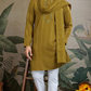 Silk Party Wear Rust Yellow Jari Work Kurta & Dupatta for Men's