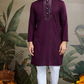 Purple Viscose Rayon Kurta with Jari & Mirror Work