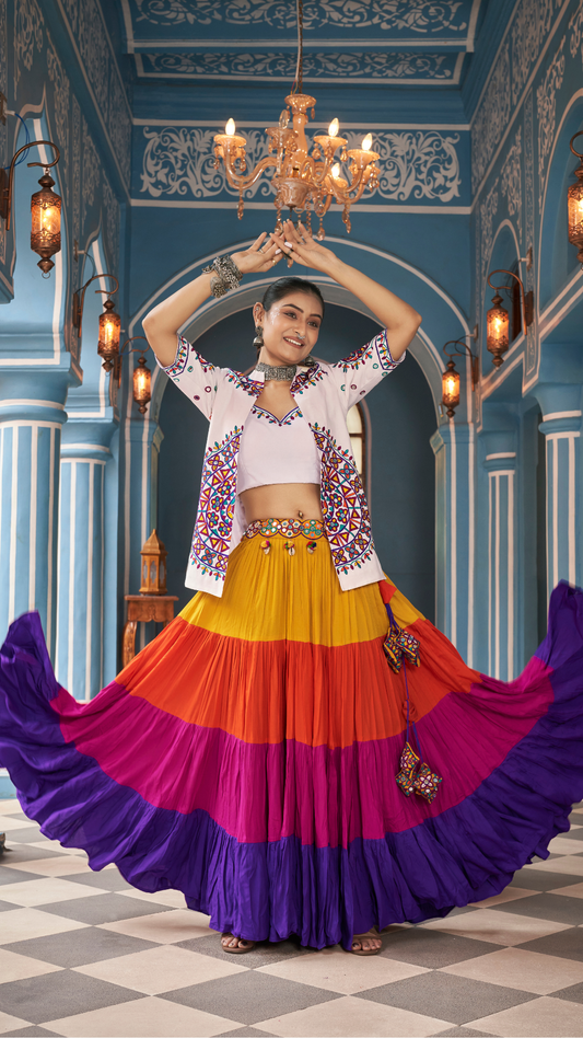 White Color Jacket Style Chaniya Choli for Navratri
