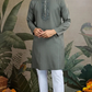 Diwali Special Blue Grey Viscose Silk Kurta with Mirror Work