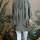 Diwali Special Blue Grey Viscose Silk Kurta with Mirror Work