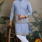 Sky Blue Men's Kurta Koti Set – Stylish & Elegant