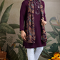 Purple Viscose Rayon Kurta with Jari & Mirror Work