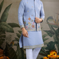 Sky Blue Men's Kurta Koti Set – Stylish & Elegant