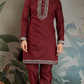 Wedding Special Maroon Kurta Pajama with Open Koti for Men