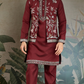Wedding Special Maroon Kurta Pajama with Open Koti for Men
