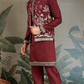 Wedding Special Maroon Kurta Pajama with Open Koti for Men