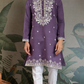 Pastel Purple Embroidered Viscose Silk Kurta Set