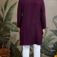 Purple Viscose Rayon Kurta with Jari & Mirror Work