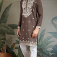 Wedding Functions Chocolate Gray Embroidered Kurta