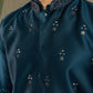 Teal Blue Embroidered Kurta Koti Set for Men