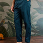 Teal Blue Embroidered Kurta Koti Set for Men