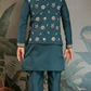Traditional Green Kurta Pajama with Stylish Open Jacket