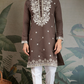 Wedding Functions Chocolate Gray Embroidered Kurta